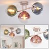 Zandkleurige moderne cluster-plafondlamp Gastor met drie gekleurde glazen bollen