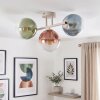 Zandkleurige moderne cluster-plafondlamp Gastor met drie gekleurde glazen bollen