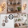 Moderne wandlamp Koyoto in zandkleur, 2-delige set met 3 rookglazen bollen verticaal