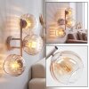 Moderne wandlamp Koyoto met drie geribbelde glazen bollen in amber en helder