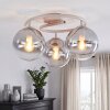 Moderne cluster-plafondlamp Gastor met drie glazen bollen in rook en helder glas