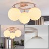 Cluster-plafondlamp Gastor met drie ronde witte glazen bollen met zandkleurig armatuur
