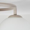Cluster-plafondlamp Gastor met drie ronde witte glazen bollen met zandkleurig armatuur