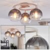 Moderne zandkleurige cluster-plafondlamp Koyoto met drie rook- en heldere glazen bollen