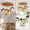 Boho cluster-plafondlamp Gastor met 5 schermen in blauw, groen en chroom