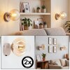 Wandlamp Gastor, 2-delige set, amber- en helder glazen kap, zichtbare E14-fitting