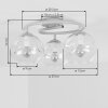 Moderne ronde plafondlamp Ripoll met drie witte glazen bolkappen en zandkleurige ring