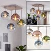 Moderne Cluster-plafondlamp Gastor in zandkleur met 4 blauwe glazen bollen, E14