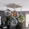 Moderne Cluster-plafondlamp Gastor in zandkleur met 4 blauwe glazen bollen, E14