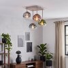 Moderne Cluster-plafondlamp Gastor in zandkleur met 4 blauwe glazen bollen, E14