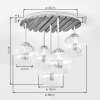 Moderne cluster-plafondlamp Koyoto met ronde houten lamellenplaat en 5 bollen