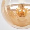 Plafondlamp met glazen bollen Gastor met 3 amberkleurige schermen aan een zandkleurige arm