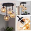 Moderne cluster-plafondlamp Ripoll met 4 amberkleurige glazen bollen, E14