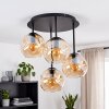 Moderne cluster-plafondlamp Ripoll met 4 amberkleurige glazen bollen, E14