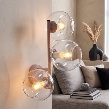 Moderne bolvormige wandlamp Koyoto met heldere glazen schermen en E14-fittingen