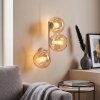 Moderne wandlamp Koyoto met drie ronde amberkleurige glazen bollen in clusteropstelling