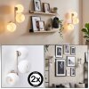 Globe-wandlamp Koyoto, set van 2 met 3 witte glazen kappen, zichtbare E14-fittingen
