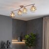 Kogel-plafondlamp Gastor met vier ronde glazen kappen in amber en helder, ø 15 cm