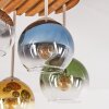 Cluster-plafondlamp Koyoto met 4 glazen bollen in blauw, groen, rook, goud en helder