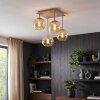 Cluster-plafondlamp Koyoto met 4 amberkleurige glazen bollen in zandkleur