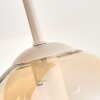 Cluster-plafondlamp Koyoto met 4 amberkleurige glazen bollen in zandkleur
