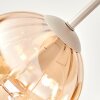 Vintage cluster-plafondlamp Koyoto met 5 amberkleurige ronde bollen, totale diameter 45 cm