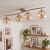 Moderne plafondlamp Koyoto, 4 amberkleurige en heldere glazen bollen