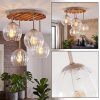Houten plafondlamp met glazen bollen Koyoto in bohostijl, lamellenplaat