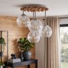Houten plafondlamp met glazen bollen Koyoto in bohostijl, lamellenplaat