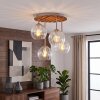 Houten plafondlamp met glazen bollen Koyoto in bohostijl, lamellenplaat