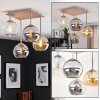 Moderne Cluster-plafondlamp Koyoto met 4 glazen bollen in helder, chroom, rook en amber