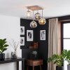 Moderne Cluster-plafondlamp Koyoto met 4 glazen bollen in helder, chroom, rook en amber