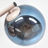 Retro glazen-wandlamp Koyoto met drie bollen in koper, blauw en groen