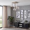 Retro cluster-plafondlamp Koyoto met 4 heldere geribbelde glazen bollen