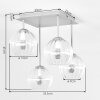 Retro cluster-plafondlamp Koyoto met 4 heldere geribbelde glazen bollen