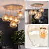 Moderne Cluster-plafondlamp Koyoto met 5 amberkleurige en heldere glazen bollen