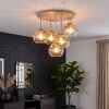 Moderne Cluster-plafondlamp Koyoto met 5 amberkleurige en heldere glazen bollen