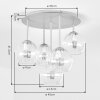 Moderne Cluster-plafondlamp Koyoto met 5 amberkleurige en heldere glazen bollen