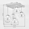 Moderne cluster-plafondlamp Ripoll met 5 witte glazen bollen, zandkleurig metaal