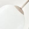 Moderne cluster-plafondlamp Ripoll met 5 witte glazen bollen, zandkleurig metaal