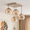 Cluster-plafondlamp Koyoto met 4 ronde geribbelde glazen kappen in amber en helder