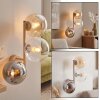 Moderne 3-lichts wandlamp Gastor met glazen bollen in helder, amber en rookkleur
