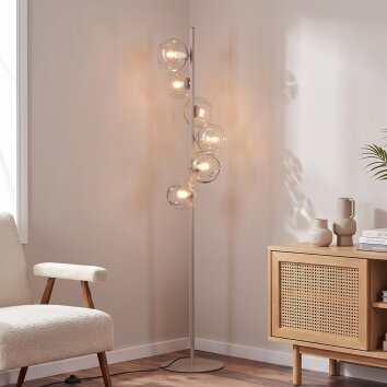 Moderne vloerlamp Ripoll met zes heldere glazen bollen, ronde vorm, E14