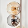Moderne cluster-vloerlamp Koyoto met zes bolvormige kappen in chroom, rook en amber