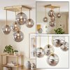 Cluster-plafondlamp Chehalis met 5 rookglazen bollen in moderne stijl