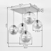 Cluster-plafondlamp Chehalis met 5 rookglazen bollen in moderne stijl