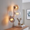 Wandlamp Gastor met drie bollen in amberkleurig, rook- en helder glas, E14-fittingen