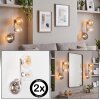 Moderne Wandlamp Gastor als 2-delige set met drie glazen bollen naast de spiegel