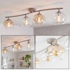 Moderne plafondlamp Koyoto met vier glazen bollen in amber en helder glas