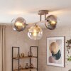 Moderne cluster-plafondlamp Koyoto met drie glazen kappen in rook, amber en helder